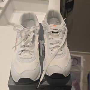 New Balance White Sneakers with Light Pink Details